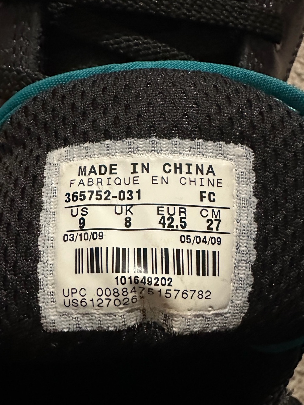 Nike ACG Men's High-Top Sneakers - Black with Teal Accents 365752-031 Size 9. - Picture 7 of 8